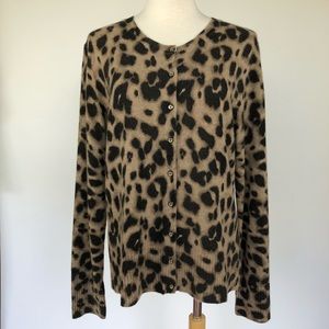 NWT Leopard Print Cashmere Cardigan SIZE L